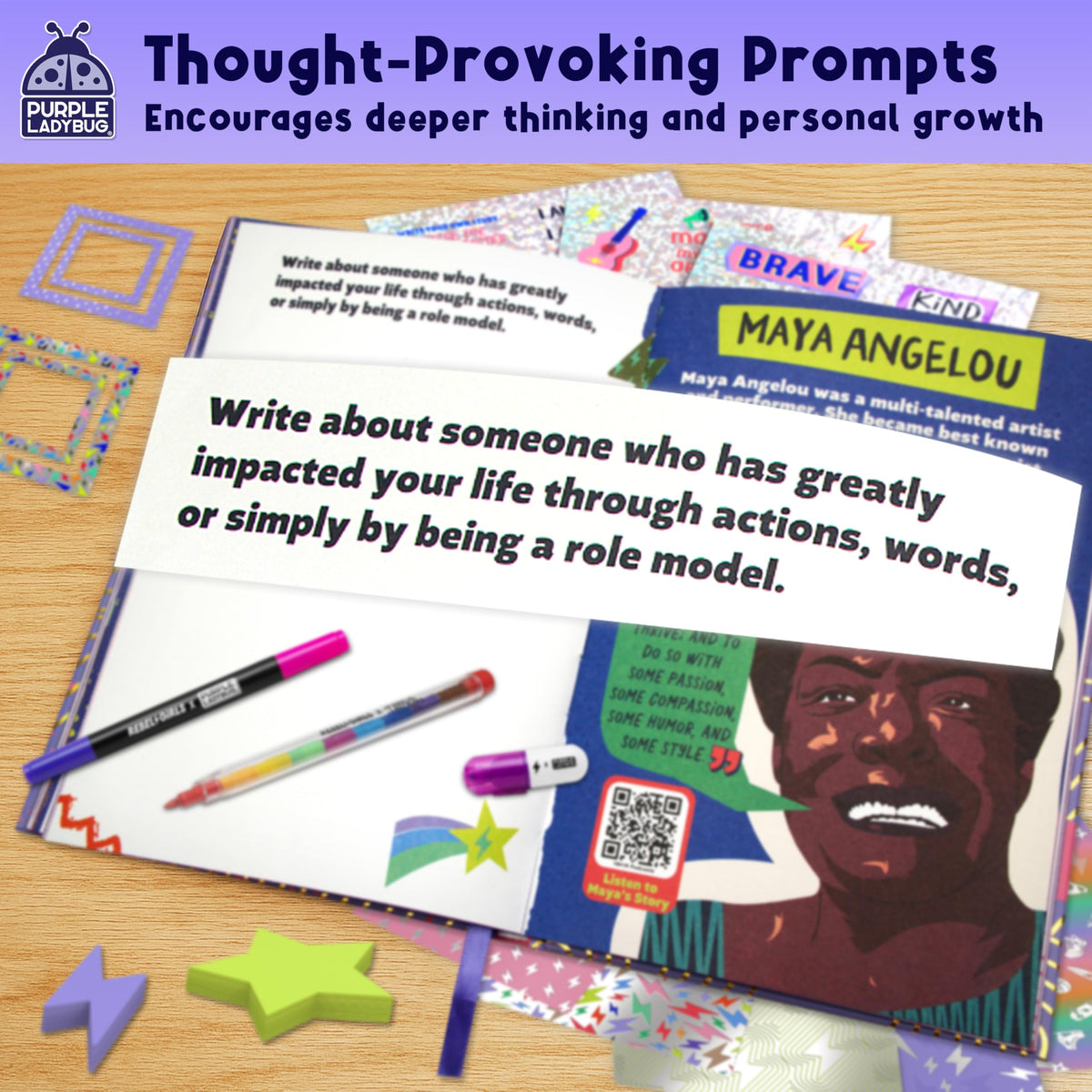Purple Ladybug gel pens deliver smooth writing for doodles and stories.