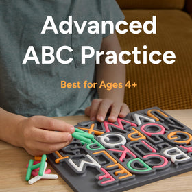 Pushpeel ABC tracing with silicone paths demonstrates letter formation before writing.