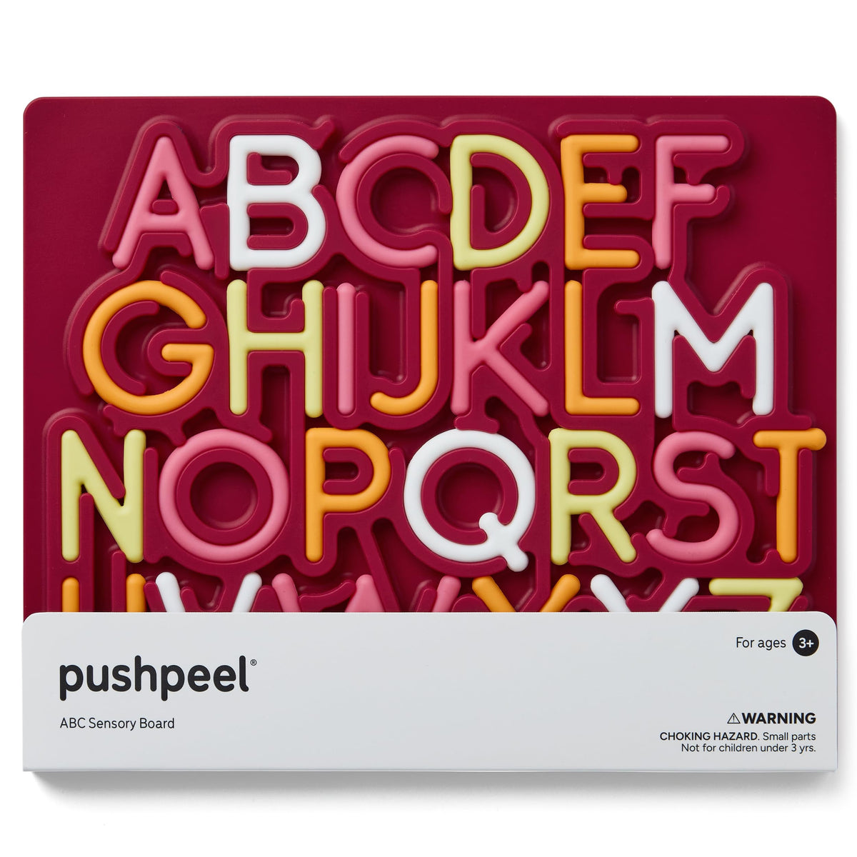 Pushpeel Advanced ABC Tracing Board closeup shows letter paths for tactile learning.