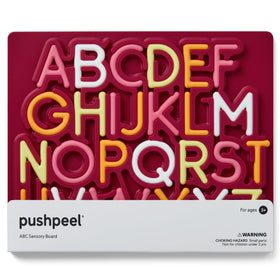 Pushpeel Advanced ABC Tracing Board closeup shows letter paths for tactile learning.