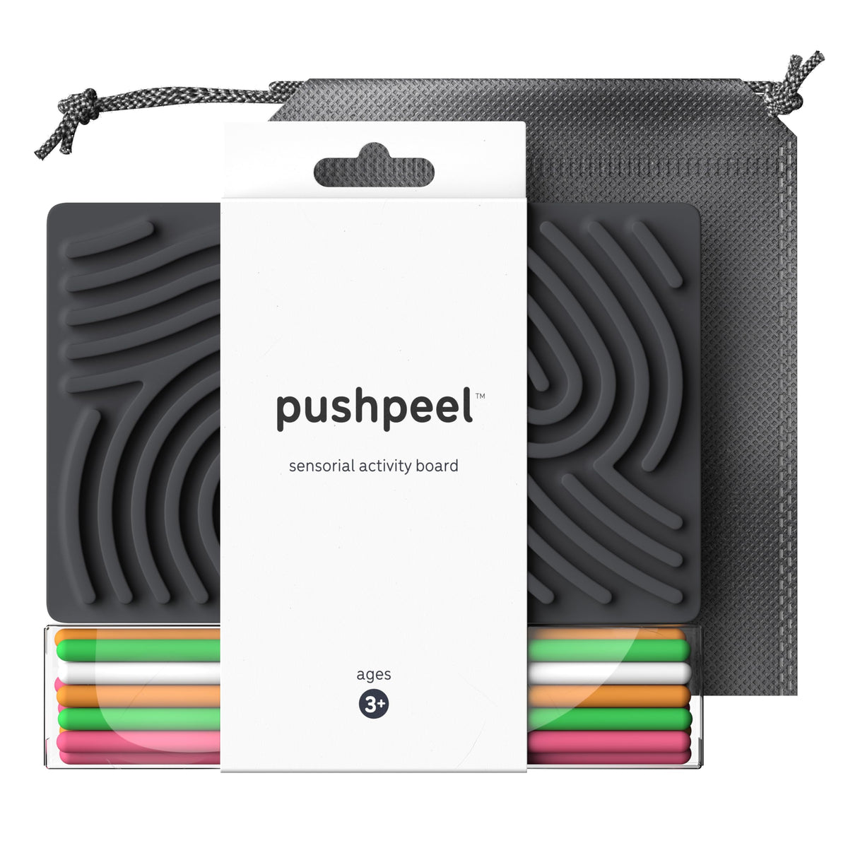 Pushpeel Sensory Activity Board main view showcasing silent, mess-free calm.