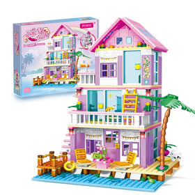 PUSITI Girls Building Blocks House assembly scene to encourage creative play and fine motor skills.