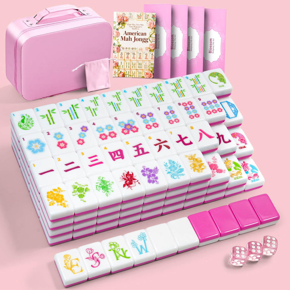 PUSKIDS Blossom Mahjong tiles 160 with crisp numerals for easy reading during play.