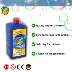 Children using PUSTEFIX refill bottle to refill bubble toys safely