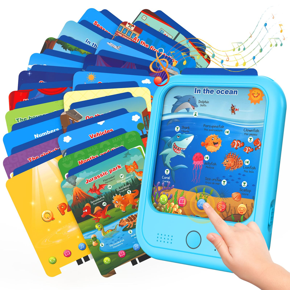 Puzcande kids educational tablet front view: safe screenless learning design for toddlers.