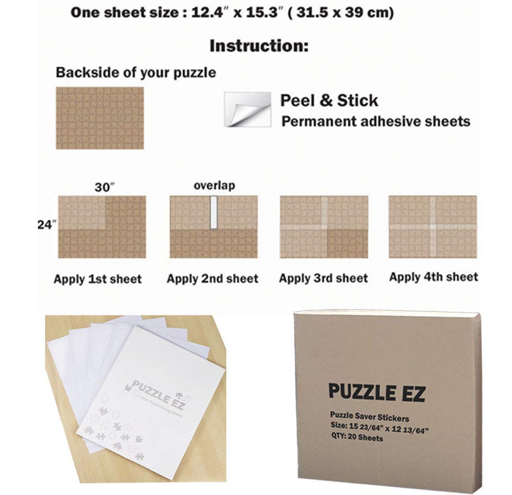 PUZZLE EZ Clear sheets let you admire the puzzle back pattern after preservation