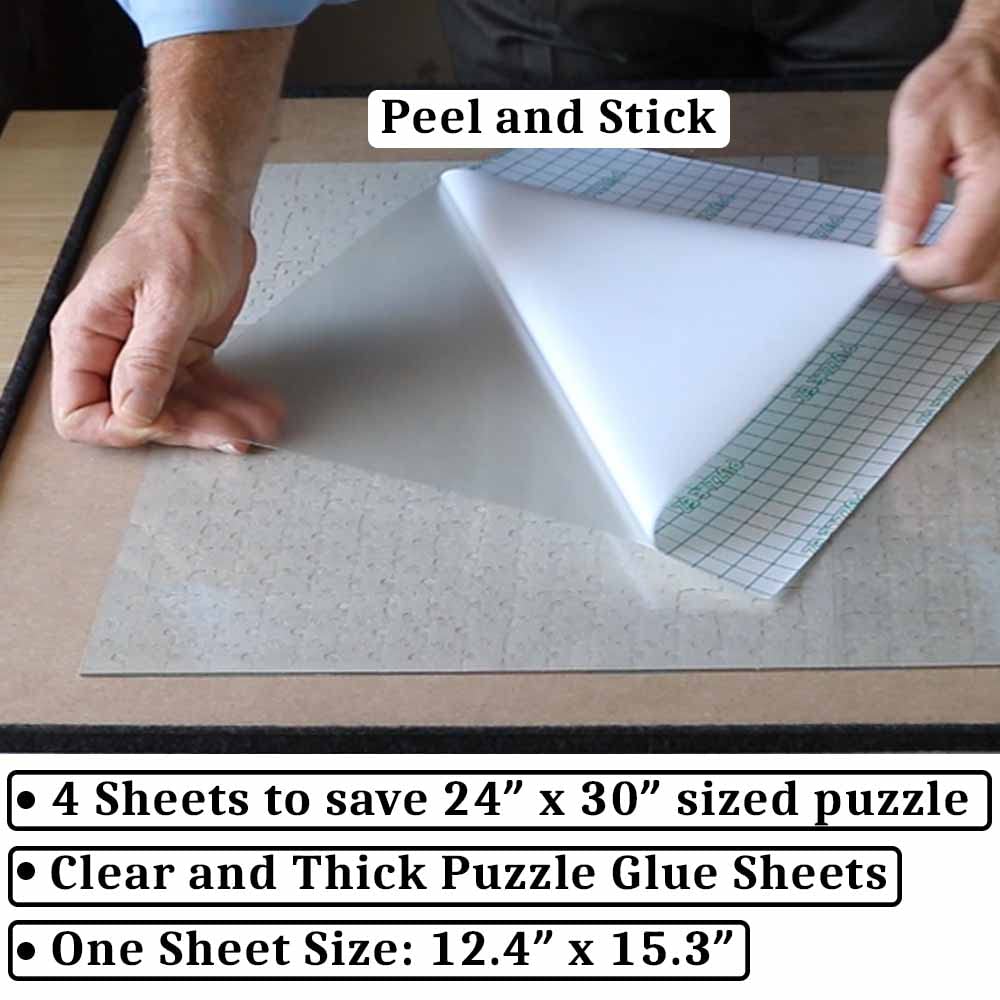PUZZLE EZ Peel and Stick glue sheets simplify saving finished puzzles with no mess