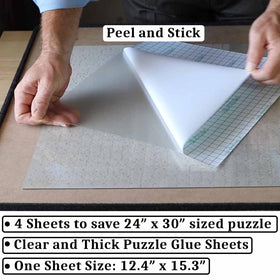 PUZZLE EZ Peel and Stick glue sheets simplify saving finished puzzles with no mess