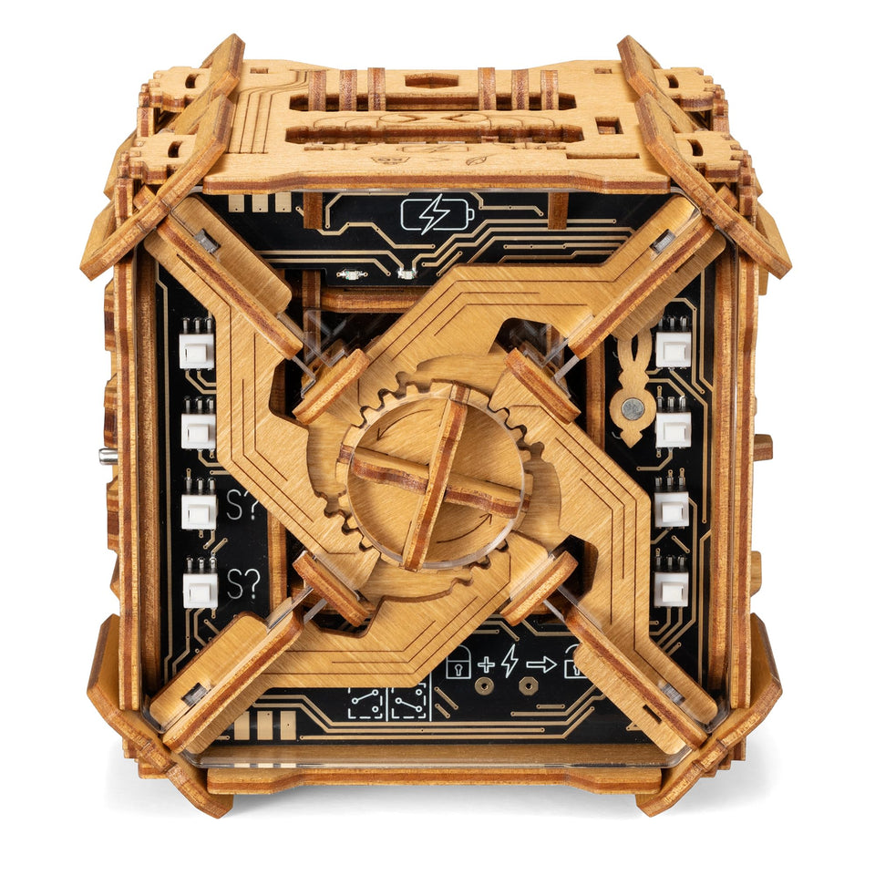 PUZZLE POTATO Tesla Box opening hatch reveals hidden sequence for a dramatic gift.