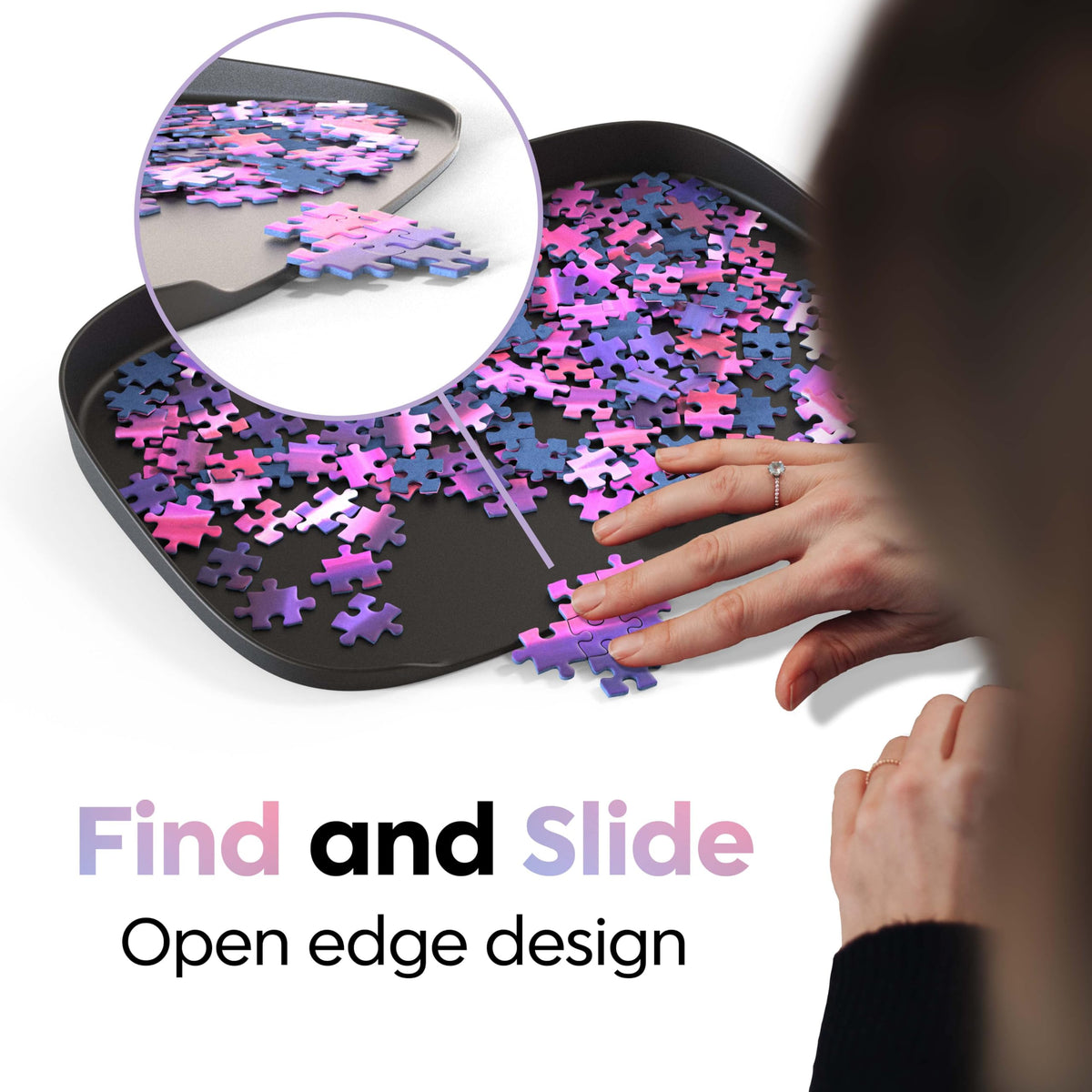 Puzzlup premium matte black finish trays for elegant puzzle setup.