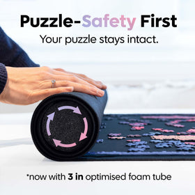 Puzzlup Premium Puzzle Mat soft polyester surface cushions pieces for comfortable long sessions.
