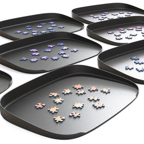 Puzzlup puzzle sorting trays 6-pack with front-opening design for easy piece retrieval.