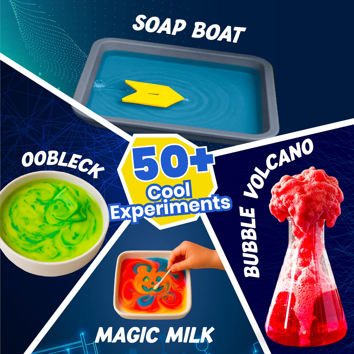 PW Junior Science Kit fiz-tastic fun reveals fizzy reactions and foamy play.
