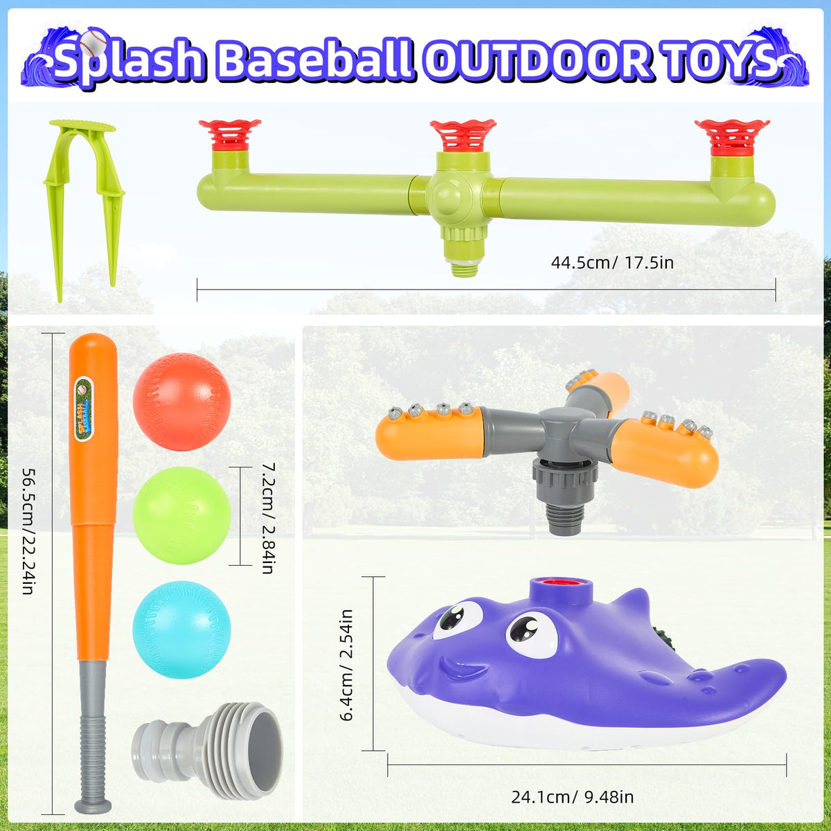 PWSOMJ 360° sprinkler in action delivering cool spray for kids and pets.