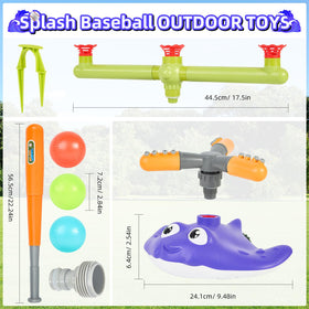 PWSOMJ 360° sprinkler in action delivering cool spray for kids and pets.