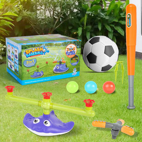 PWSOMJ two-in-one sprinkler baseball toy offers refreshing backyard play.