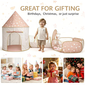 PXFAYSFQ beige star-pattern tent adds cozy, decorative touch to playtime.