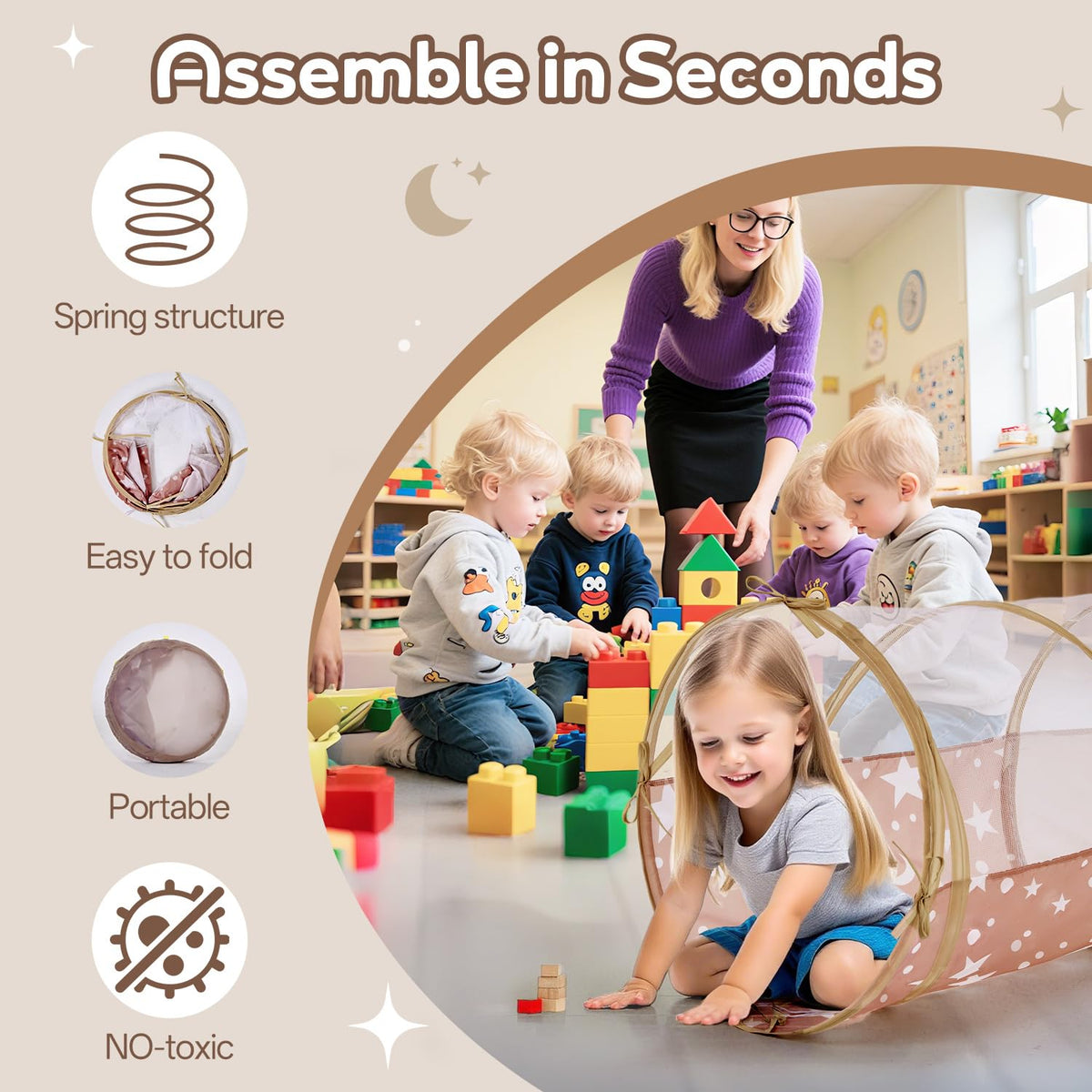 PXFAYSFQ Pop-up design unfolds instantly for instant play.