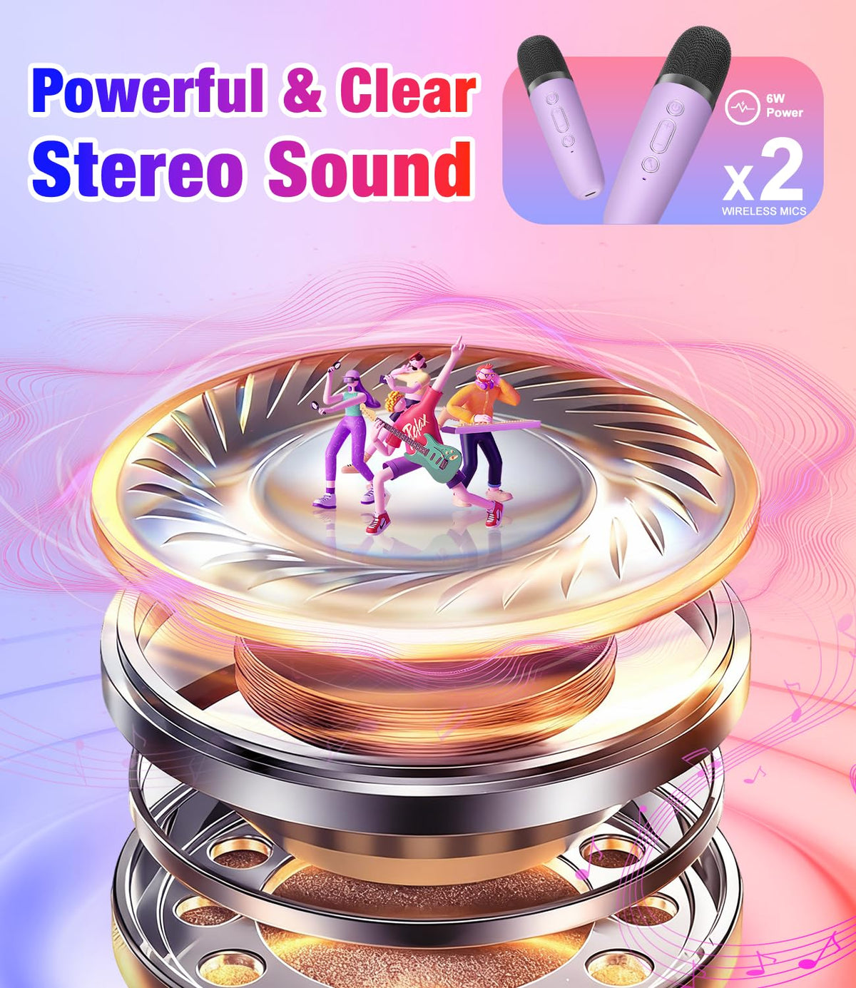 Pxzvd karaoke machine with upgraded built-in speaker for powerful sound.