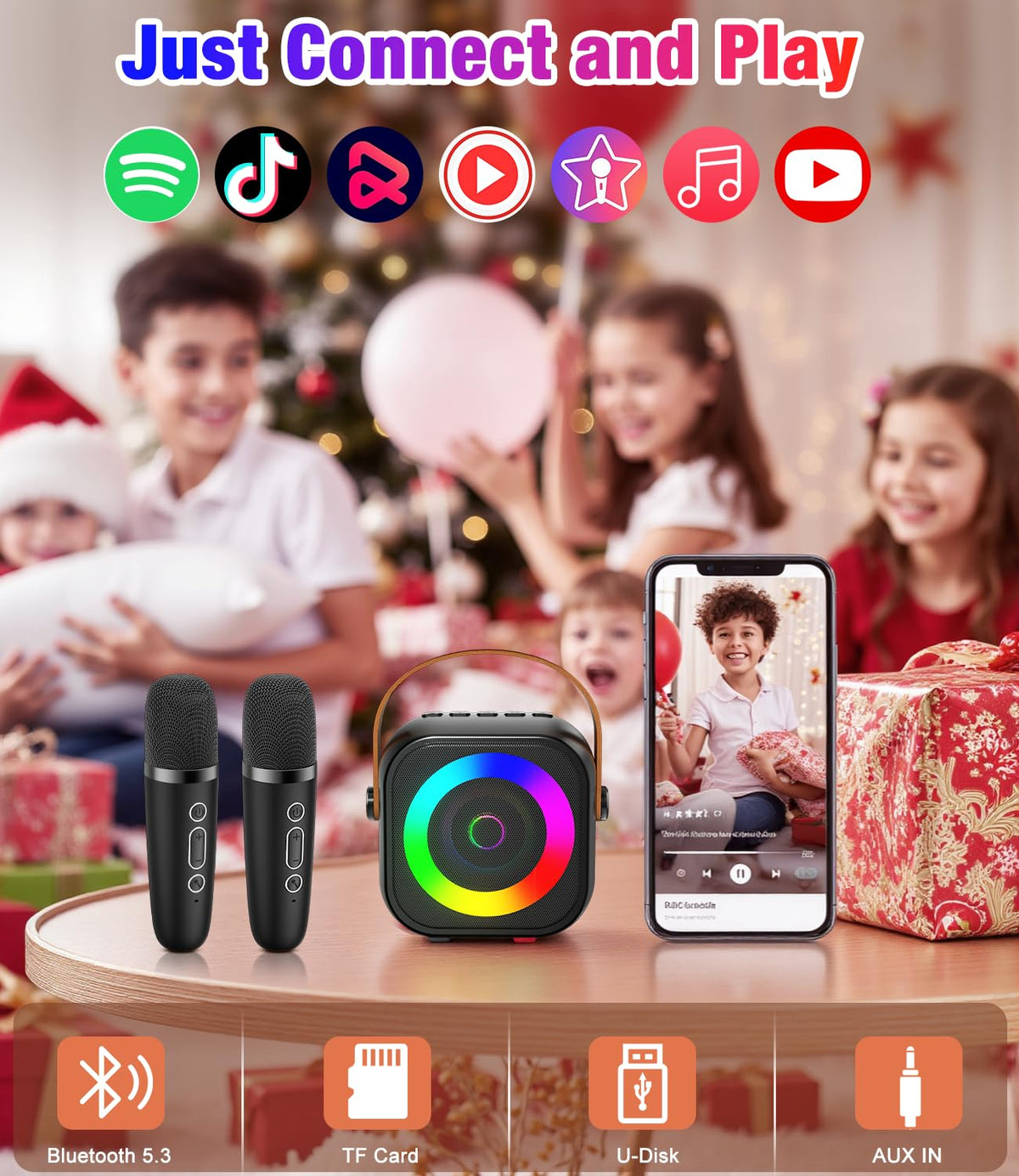 Pxzvd mini karaoke machine built-in speaker delivers powerful sound for parties