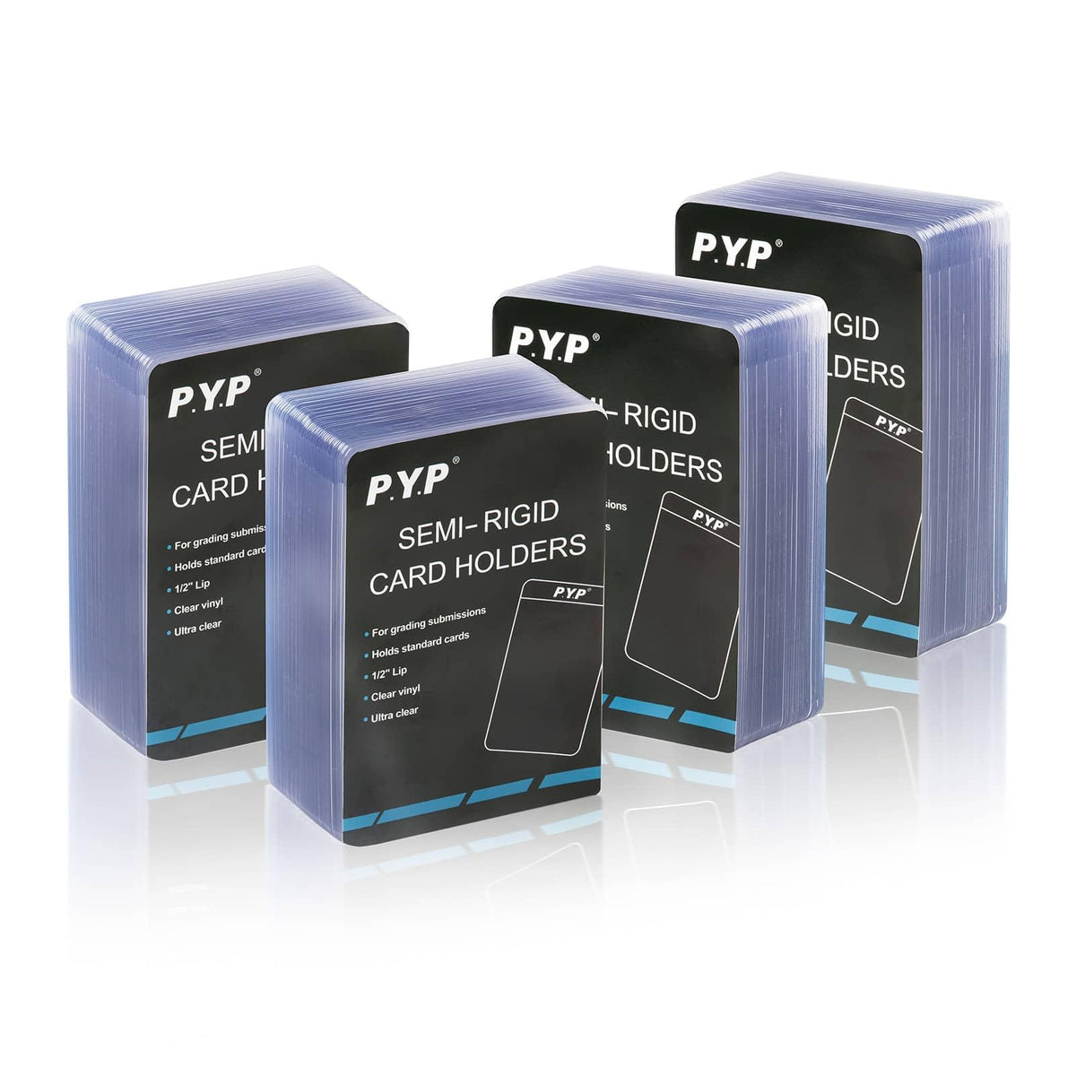 P.Y.P Protect You Play 200ct semi-rigid card holders with 1/2-inch lip.