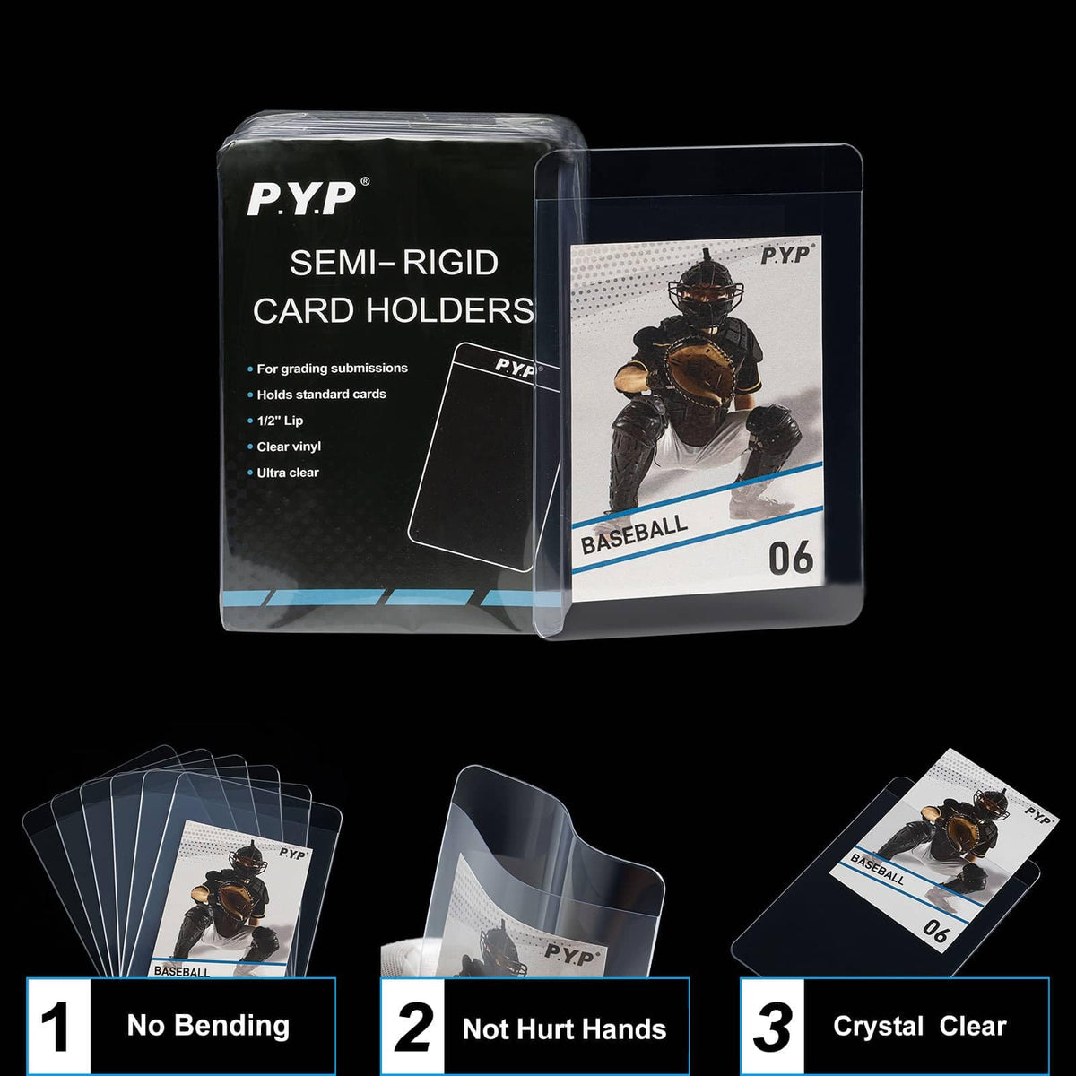 P.Y.P Protect You Play sleeves protect baseball cards with dust-free visibility.