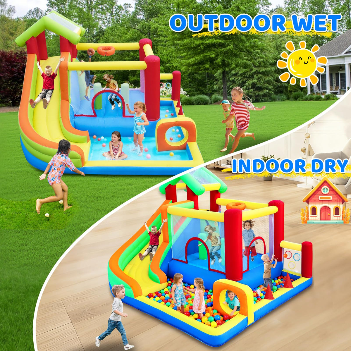 PZGEQ Bounce House ball pit encourages imaginative, social play