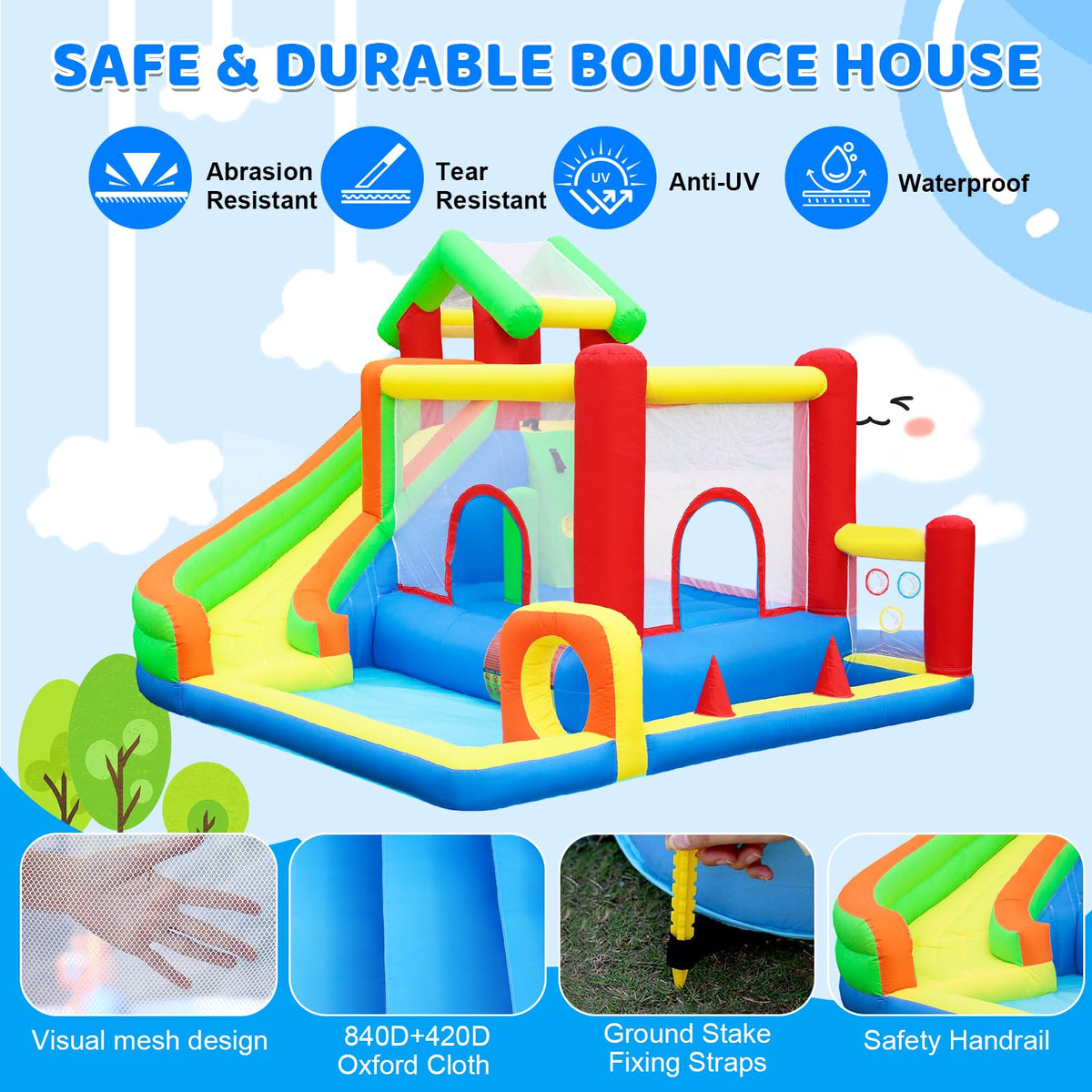 PZGEQ Bounce House basketball hoop supports active shooting and competition