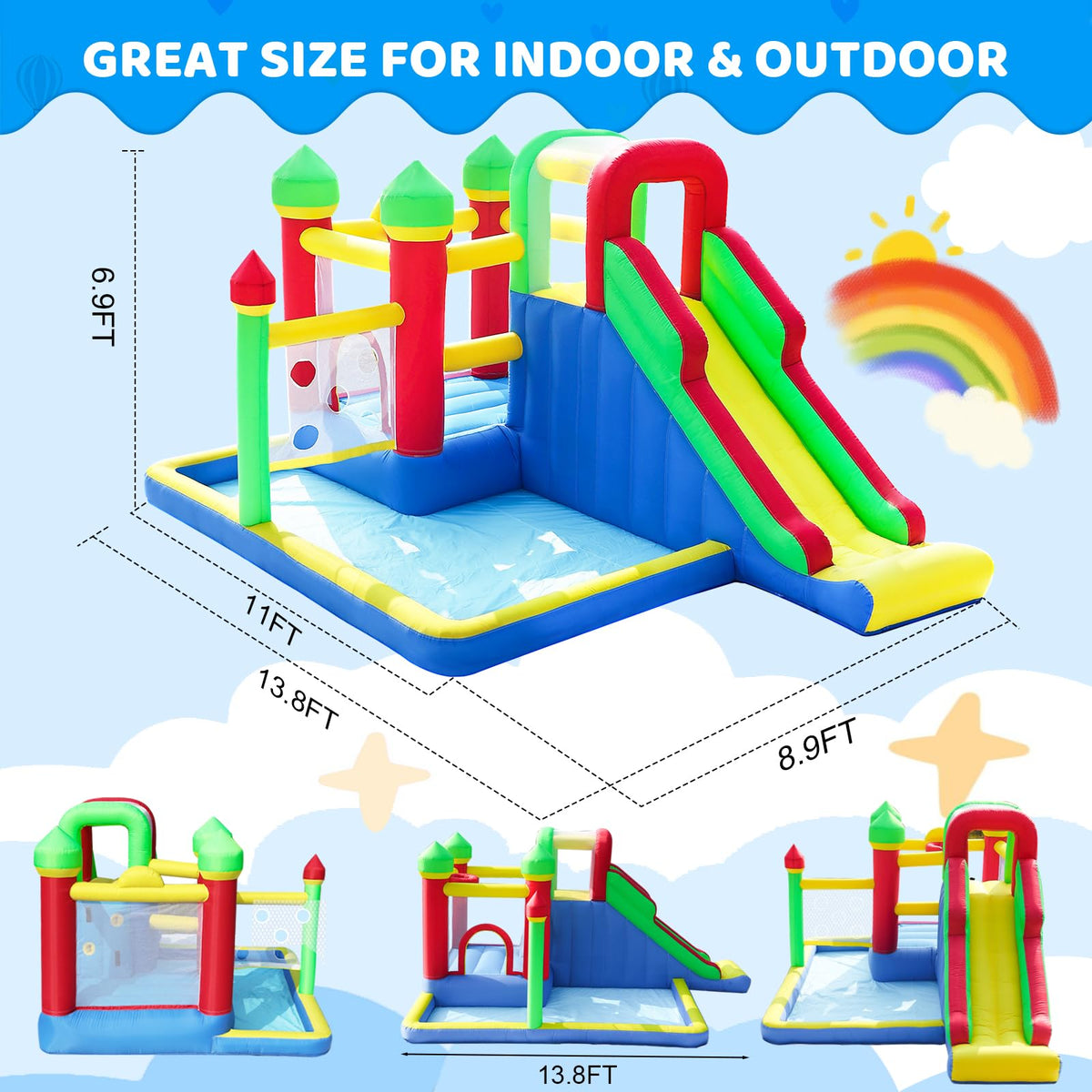 PZGEQ Bounce House indoor-outdoor use for year-round fun in any space