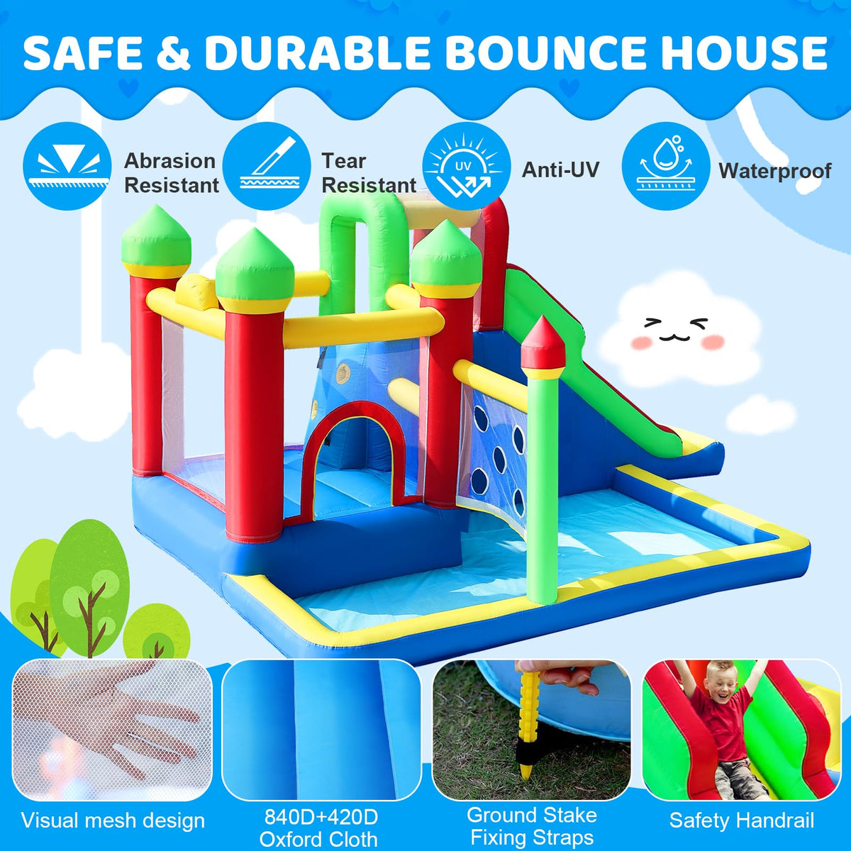 PZGEQ Bounce House quick inflation and storage for easy setup