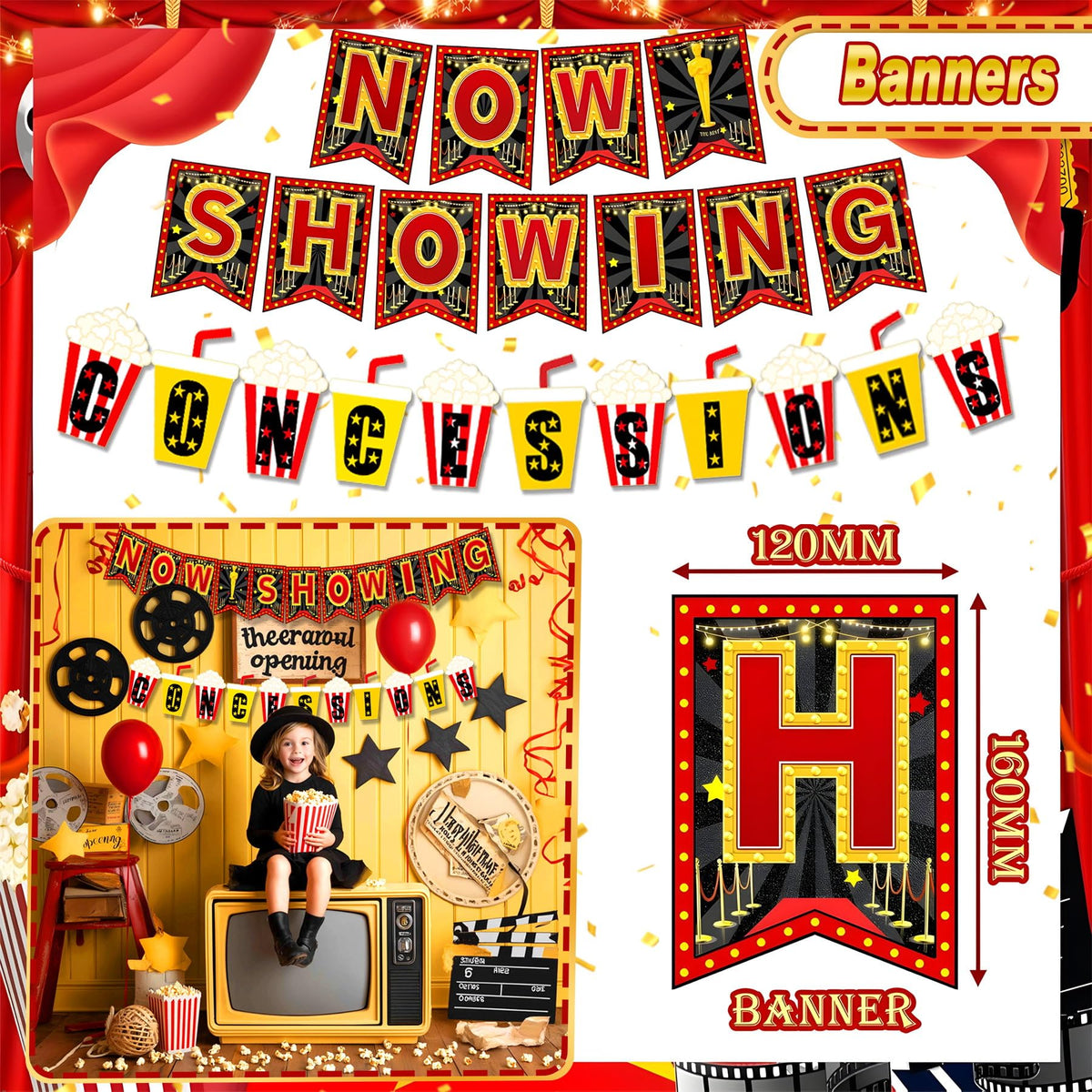 Pzoixuvo Concessions banner directs guests to snacks with cinematic charm.