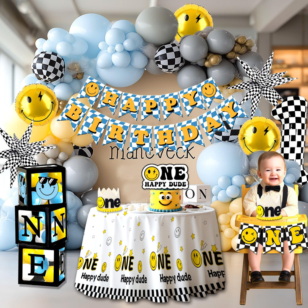 Pzoixuvo One Happy Dude balloon boxes help build a festive arch with ease