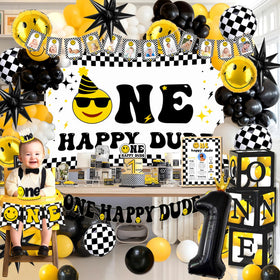 Pzoixuvo One Happy Dude banner for a charming birthday backdrop and photo moments.
