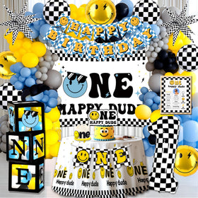 Pzoixuvo One Happy Dude banner enhances party theme and photo moments