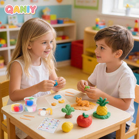Close-up of vibrant clay colors from the QANIY kit.