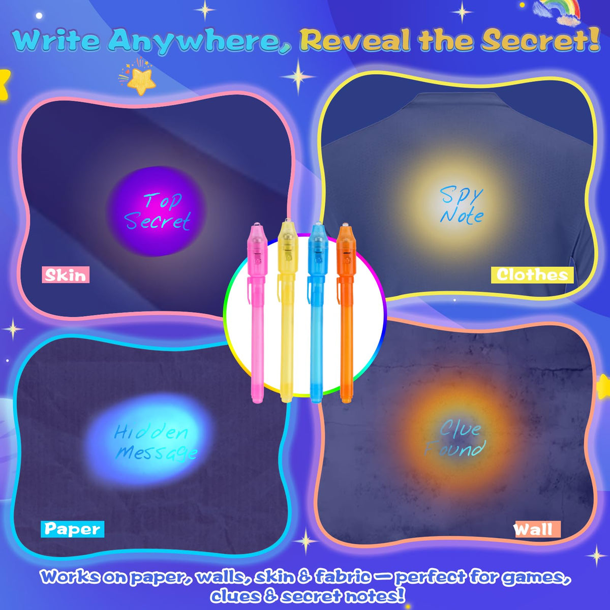 QANIY kids party favor UV pen spark mystery and sharing.