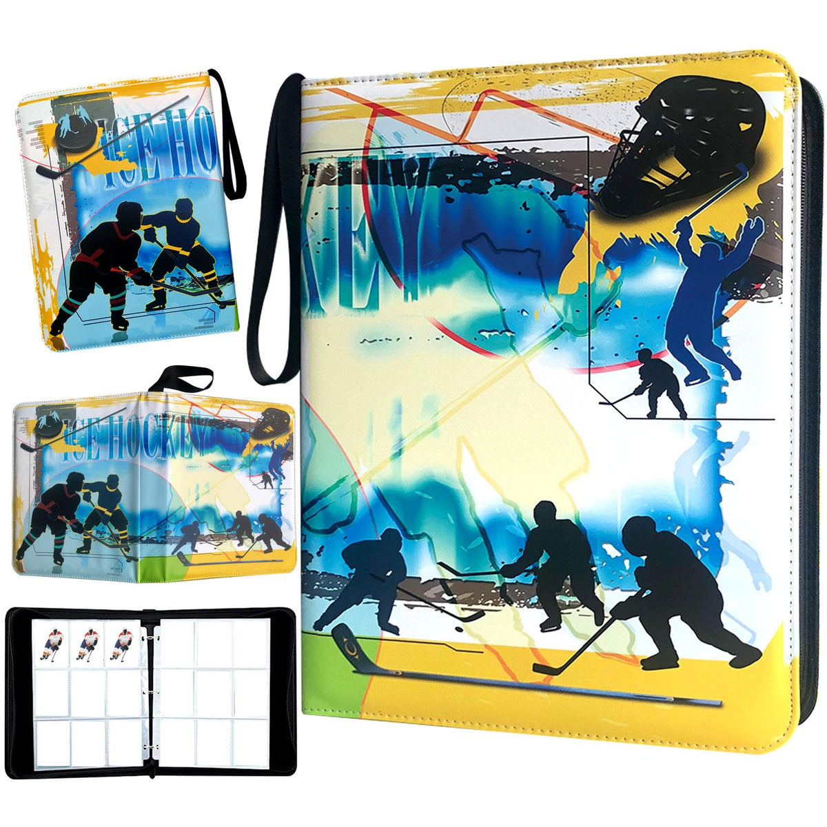 QANYYO hockey card binder cover with bright design for easy at-a-glance display.