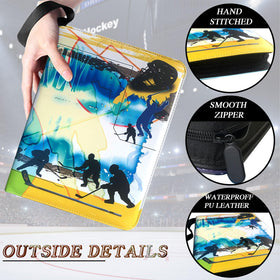 QANYYO binder interior pages showing 50-page layout with removable sleeves.