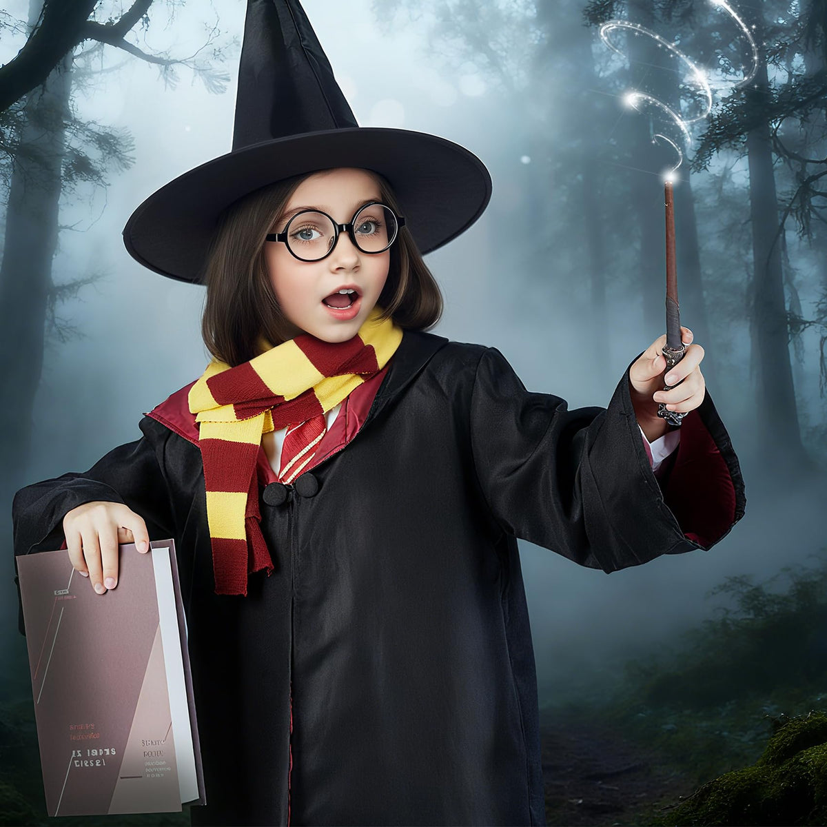 QAQ-COSPLAY Wizard costume set shown as a versatile dress-up kit.