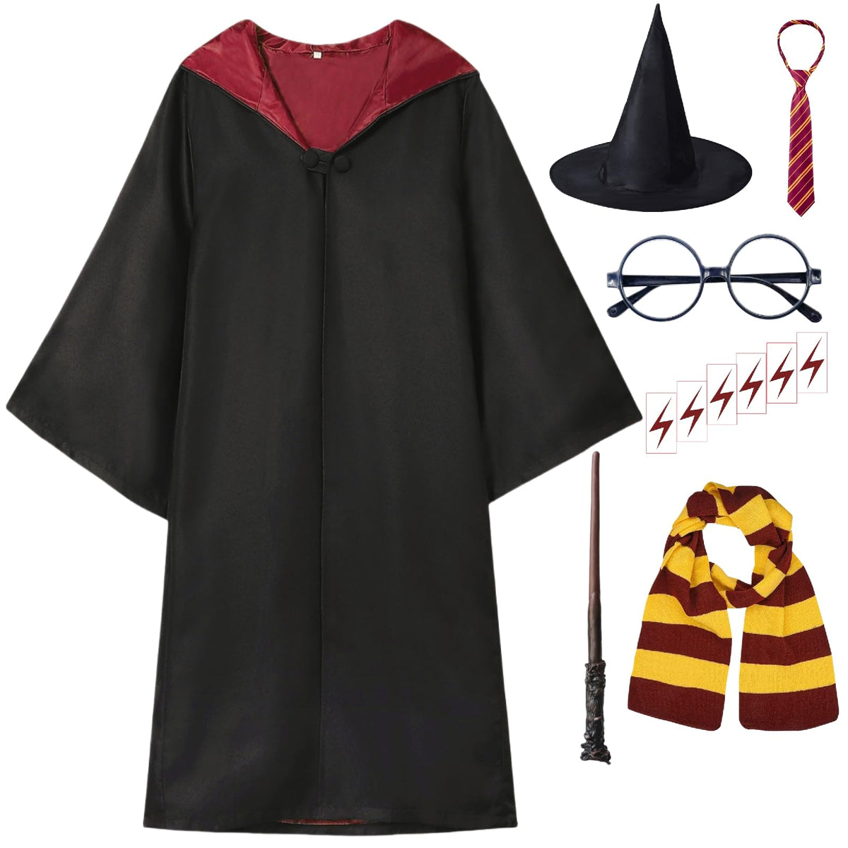 QAQ-COSPLAY wizard robe set, front view, perfect for Halloween cosplay and parties.