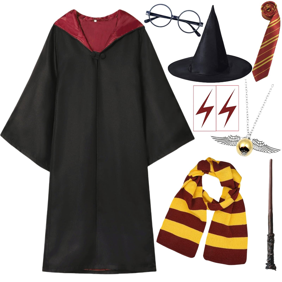 QAQ-COSPLAY Wizard robe with scarf and wand for immersive playtime