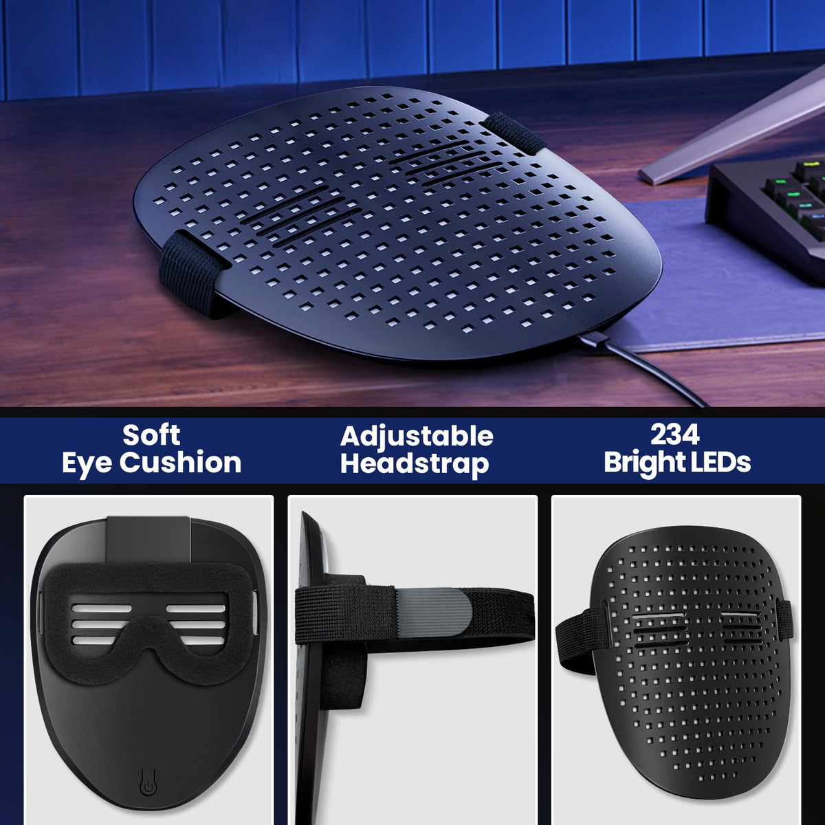 QAQ LED mask USB-C charging for quick and easy powerups.