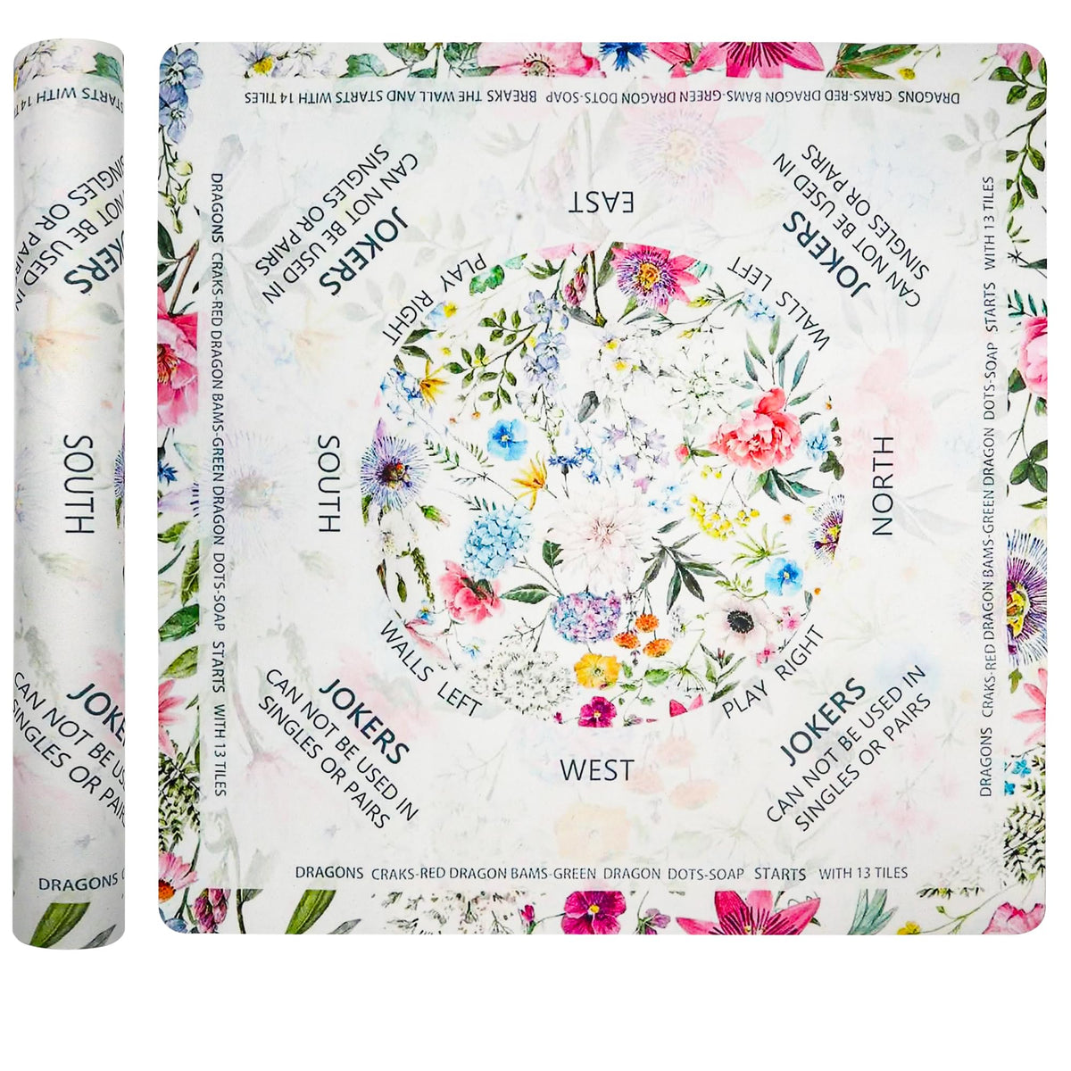 QAWRZZPR Flowers Mahjong Mat with a vibrant floral design for stylish play