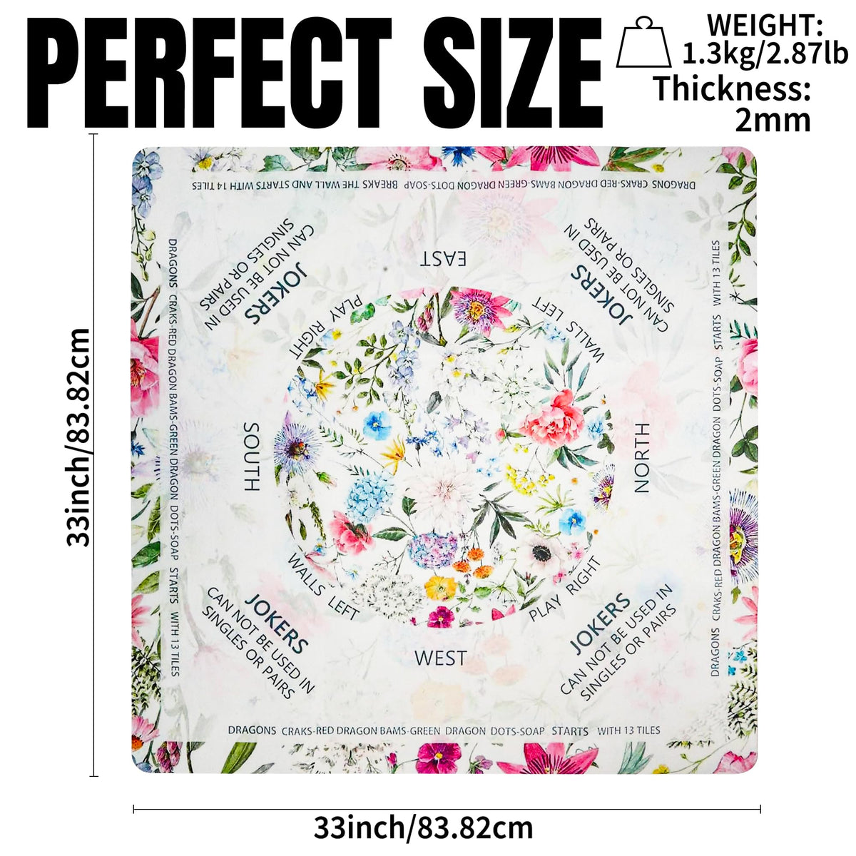 QAWRZZPR Flowers Mahjong Mat covers a mahjong table surface smoothly