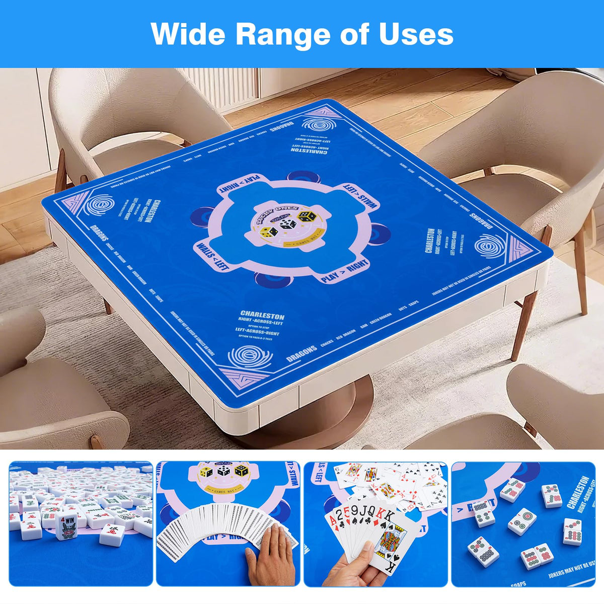 QAZWQAZ Mahjong Mat waterproof surface resists spills during play.