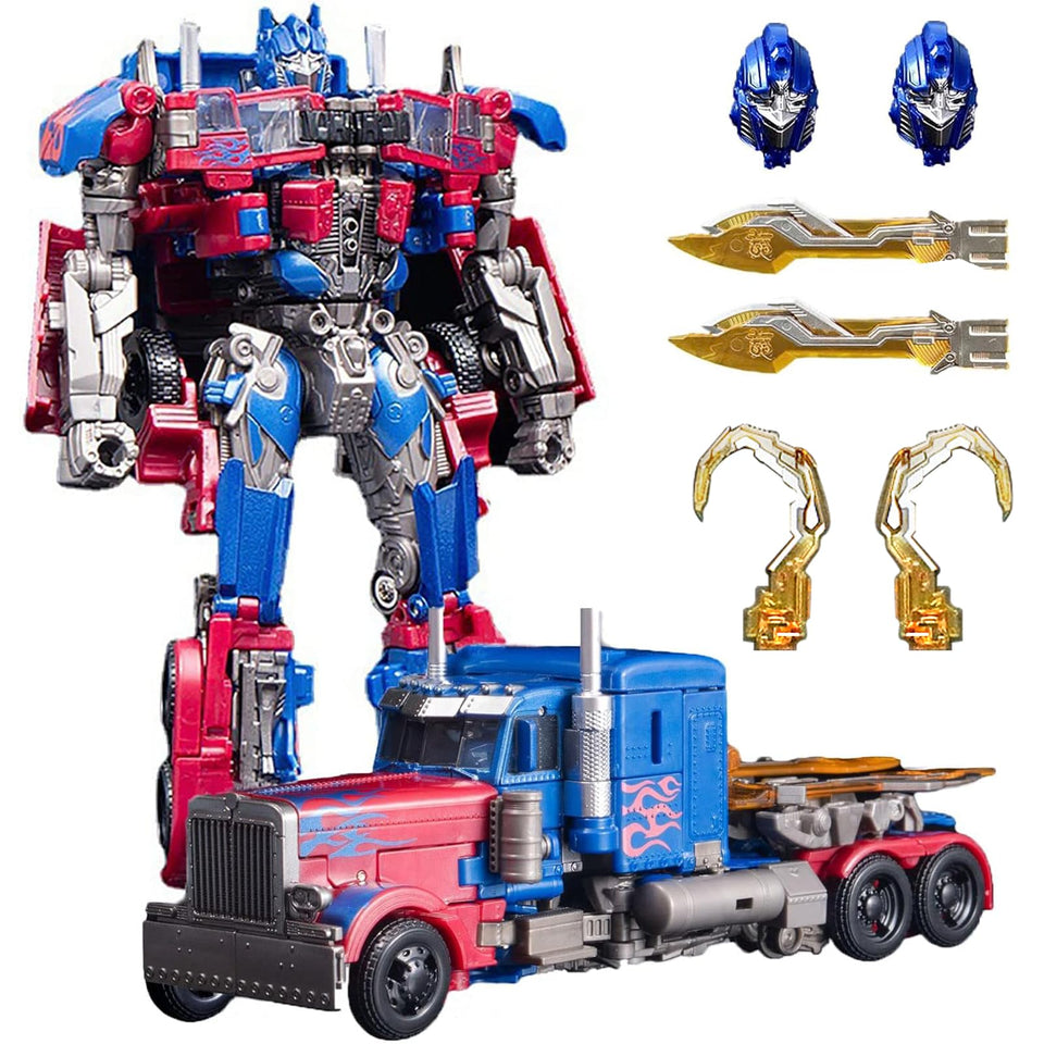 QCCX car robot toy in robot mode for imaginative assembly play.
