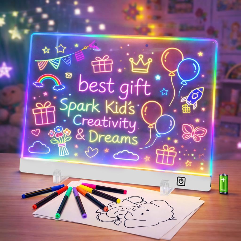 QCQHDU 16-inch LED drawing board surface for wide-sketching and doodling sessions.