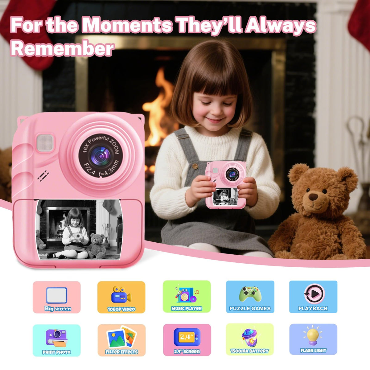 QDH kids camera offers 1080p video capture for fun family clips.