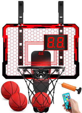 QDRAGON indoor basketball hoop with 7 LED lights enhances in-room playtime.