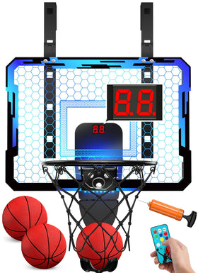 QDRAGON indoor hoop over a door for quick, space-saving basketball play anytime